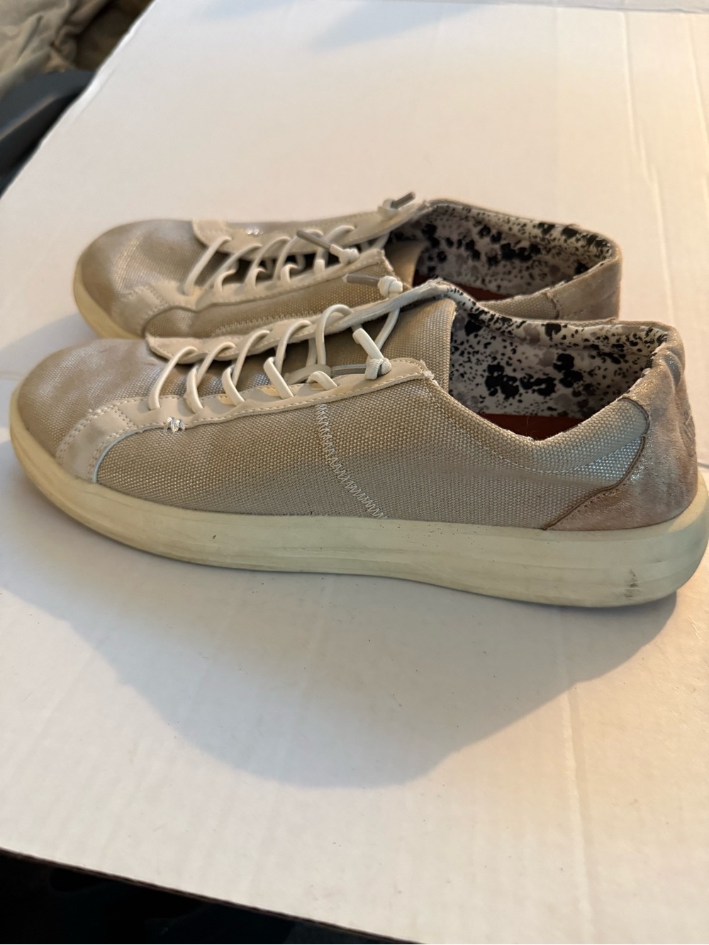 Hey Dude Women's Beige Lace-Up Sneakers